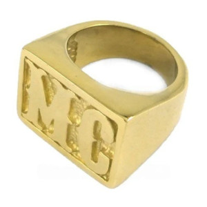 Vue Laterale Bague Biker « Motocycle Club » Couleur or
