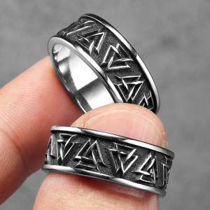 Avant Bague Viking Triangle d'Odin