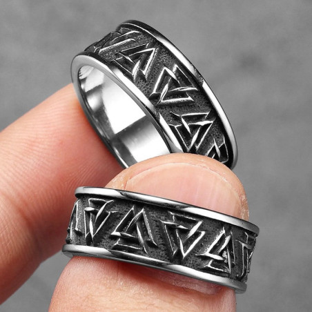 Avant Bague Viking Triangle d'Odin
