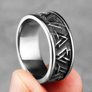 Vue Laterale Bague Viking Triangle d'Odin