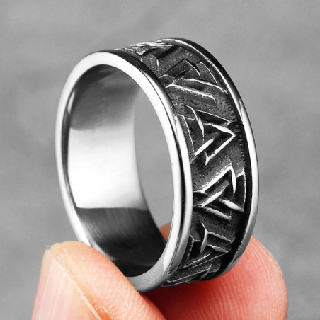 Vue Laterale Bague Viking Triangle d'Odin
