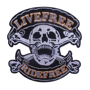 Écusson Tête de Mort Live Free Ride Free - 23.5x24cm