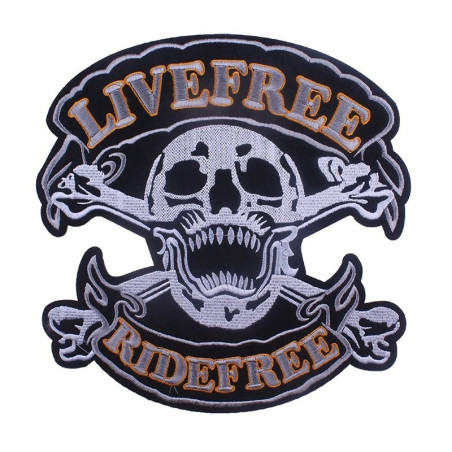 Écusson Tête de Mort Live Free Ride Free - 23.5x24cm