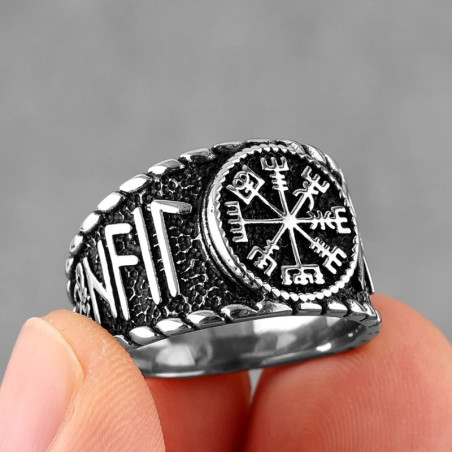 Bague Viking Trident d'Odin  Couleur Argent