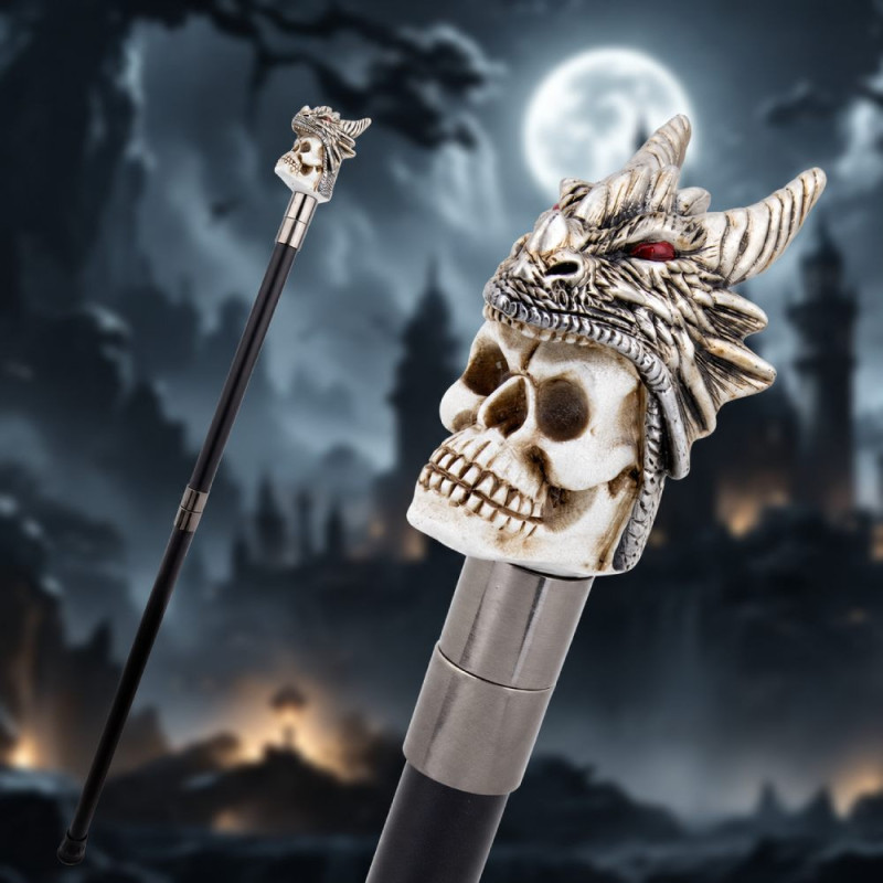 Canne Tête de Mort Crâne du Dragon Ancestral