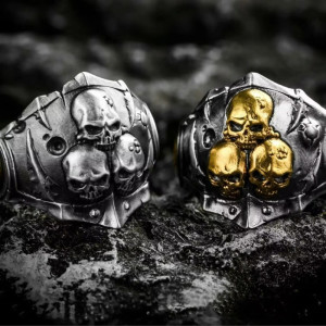 Avant Bague Tête de Mort « Triade des Crânes »