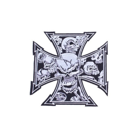 Écusson Tête de Mort Croix de Malte Multi-Skulls - 14.5x14.5cm