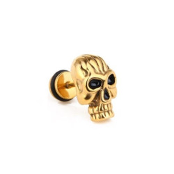 Boucle d'oreille Tête de Mort Âme Perdue couleur or
