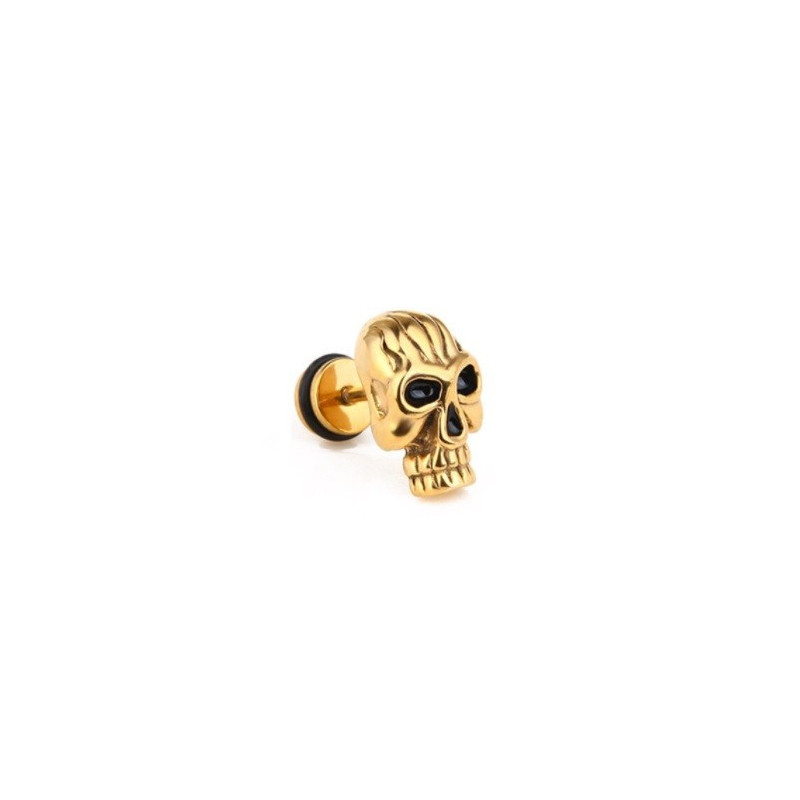 Boucle d'oreille Tête de Mort Âme Perdue couleur or