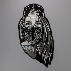 Écusson Tête de Mort Femme Biker Masquée - 19.7x40.5cm