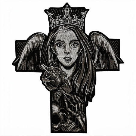Écusson Tête de Mort Reine de l'Au-delà et Croix - 27.5x32cm