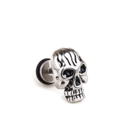 Boucle d'oreille Tête de Mort Âme Perdue couleur argent