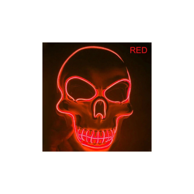 Masque Lumineux Tête de Mort Halloween couleur rouge