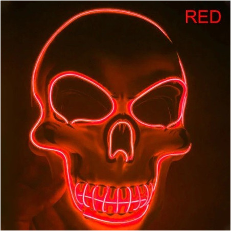 Masque Lumineux Tête de Mort Halloween couleur rouge