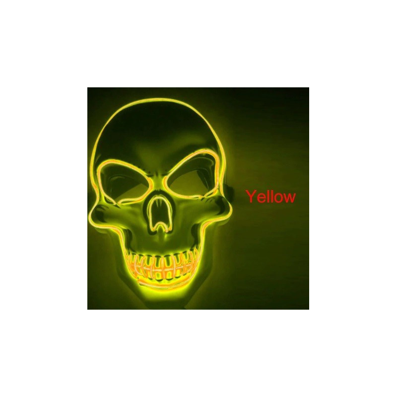 Masque Lumineux Tête de Mort Halloween couleur jaune