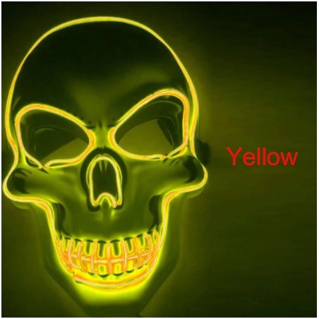 Masque Lumineux Tête de Mort Halloween couleur jaune