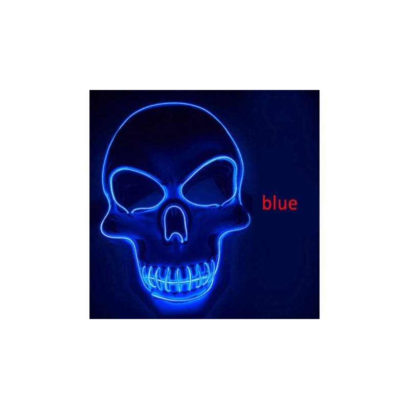Masque Lumineux Tête de Mort Halloween couleur bleu