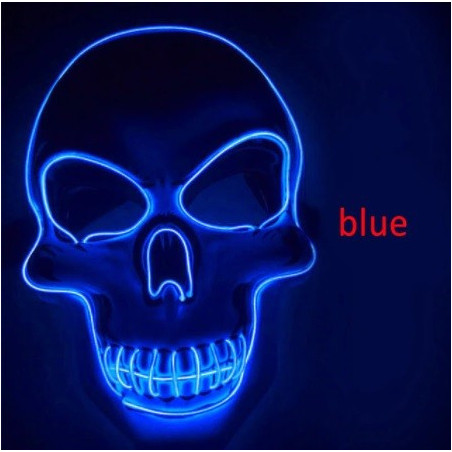 Masque Lumineux Tête de Mort Halloween couleur bleu