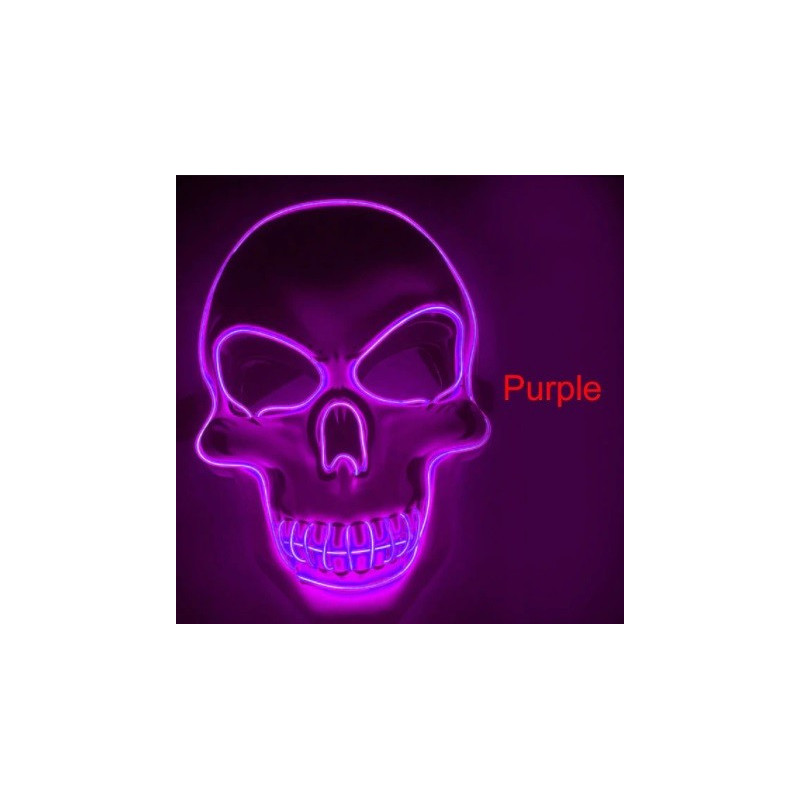 Masque Lumineux Tête de Mort Halloween couleur violet