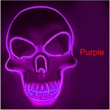 Masque Lumineux Tête de Mort Halloween couleur violet