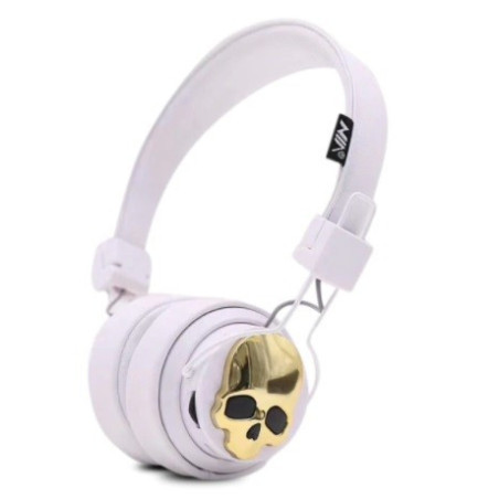 Casque Bluetooth Tête de Mort couleur blanche