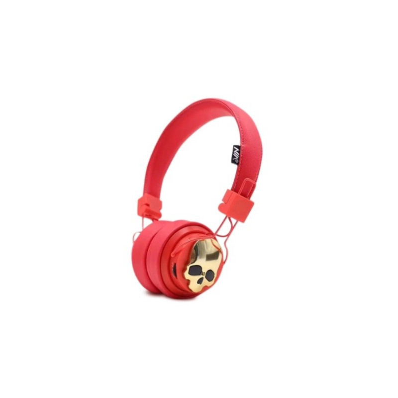 Casque Bluetooth Tête de Mort couleur rouge