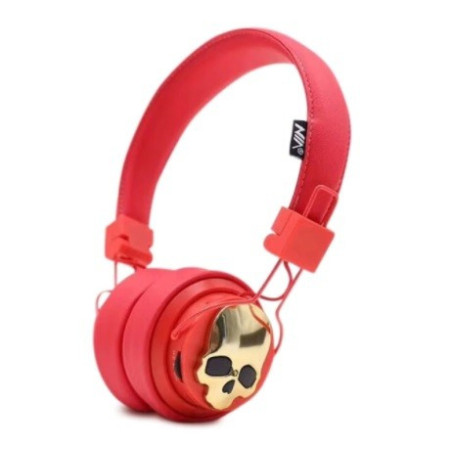 Casque Bluetooth Tête de Mort couleur rouge