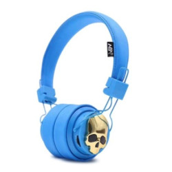 Casque Bluetooth Tête de Mort couleur bleue