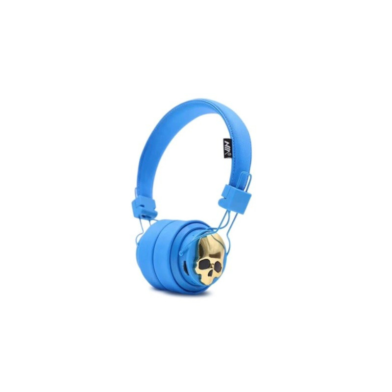 Casque Bluetooth Tête de Mort couleur bleue