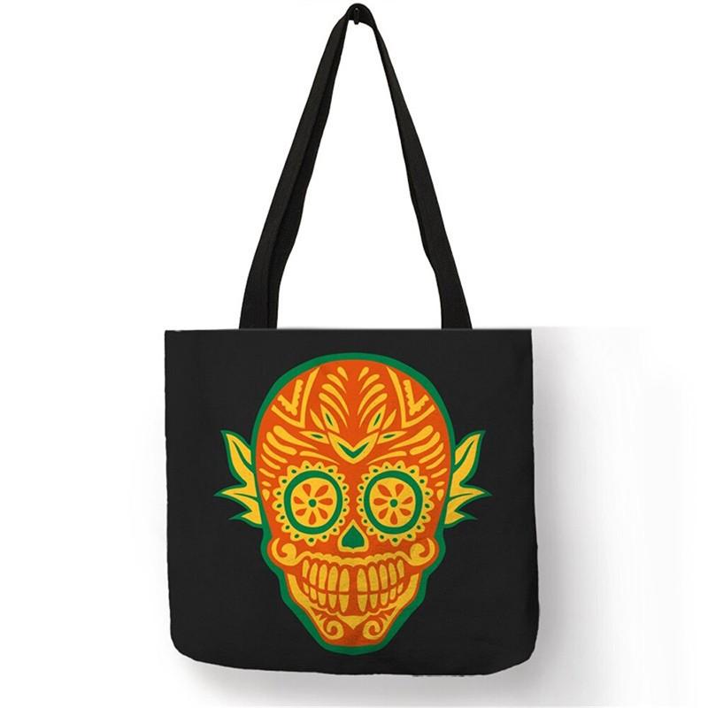 Sac Tote bag Tête de Mort Crâne Fleuri