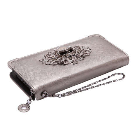 Grand Portefeuille motif Tête de Mort Fashion couleur gris