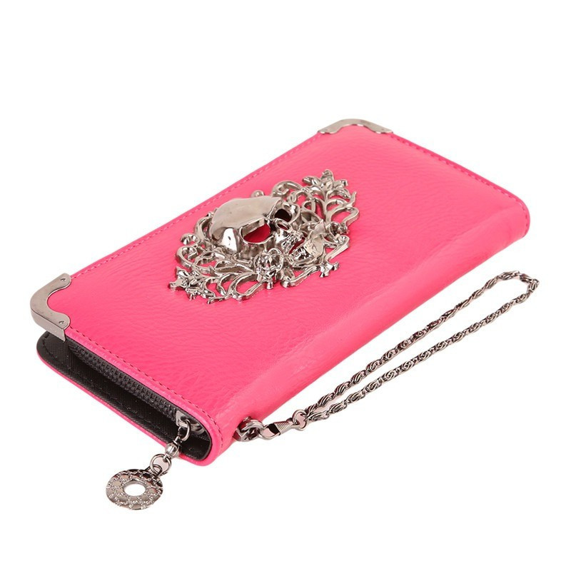 Grand Portefeuille motif Tête de Mort Fashion couleur rose