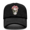 Casquette camionneur Homme - Tête de Mort Mexicain Fleurs couleur rose