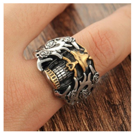 Bague Chevalière Tête de Mort Chevalier d'Or