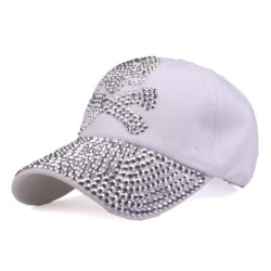 Casquette Tête de Mort Strass Couleur Blanche