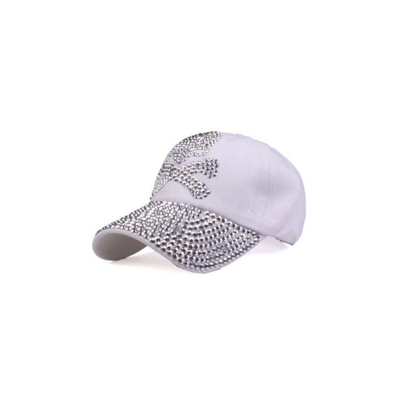 Casquette Tête de Mort Strass Couleur Blanche