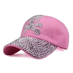 Casquette Tête de Mort Strass Couleur Rose