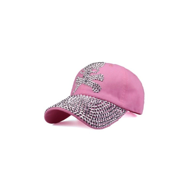 Casquette Tête de Mort Strass Couleur Rose