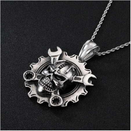 Détails du Collier Tête de Mort Mécano