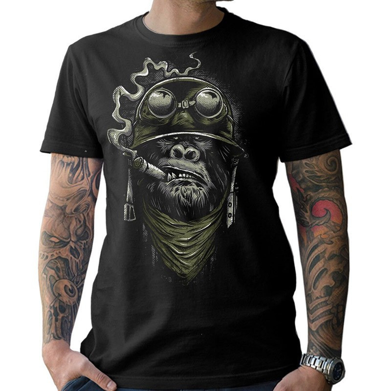 T-shirt Biker MC Gorille casque metal avec lunettes de moto ancienne