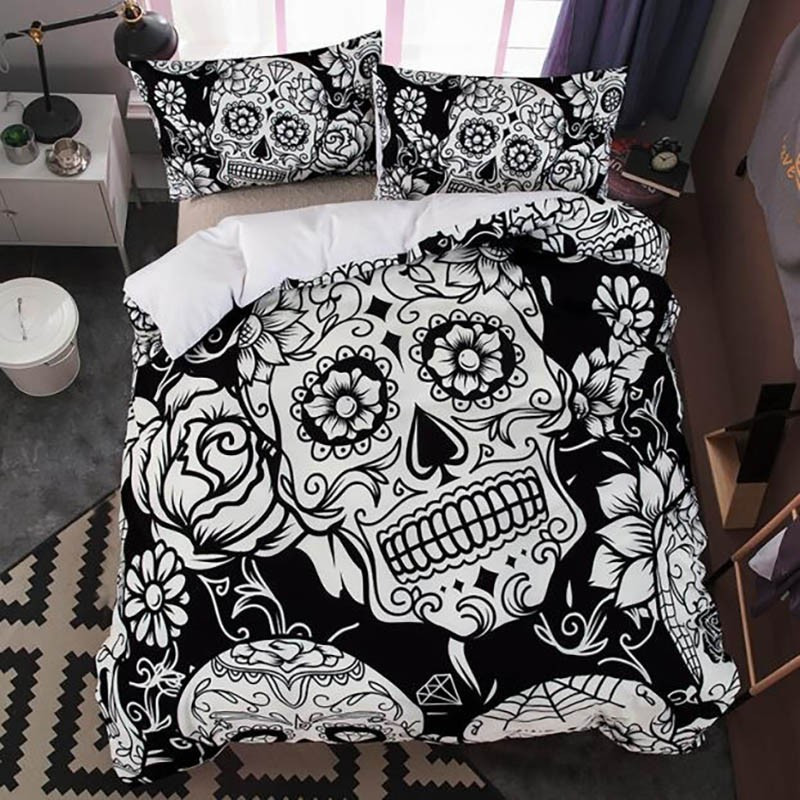 Housse de Couette et Taies d'oreiller Skull Tête de Mort Mexicaine rouge