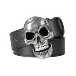 Ceinture Tête de Mort Crâne Fendu Motard couleur noir