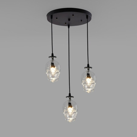 Lampe tête de mort suspendue Verre transparent avec tête de crâne !